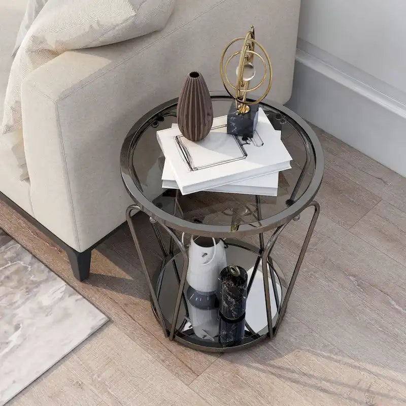 Gables Glam 20-inch Glass Top 1-Shelf End Table by Furniture of America
