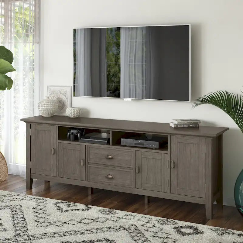 WYNDENHALL Mansfield SOLID WOOD 72 inch Wide Transitional TV Media Stand For TVs up to 80 inches - 72 W x 16.5 D x 26 H