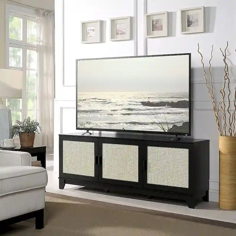 Manhattan Comfort Sheridan 62.99 In. Modern Cane Media Cabinet Console