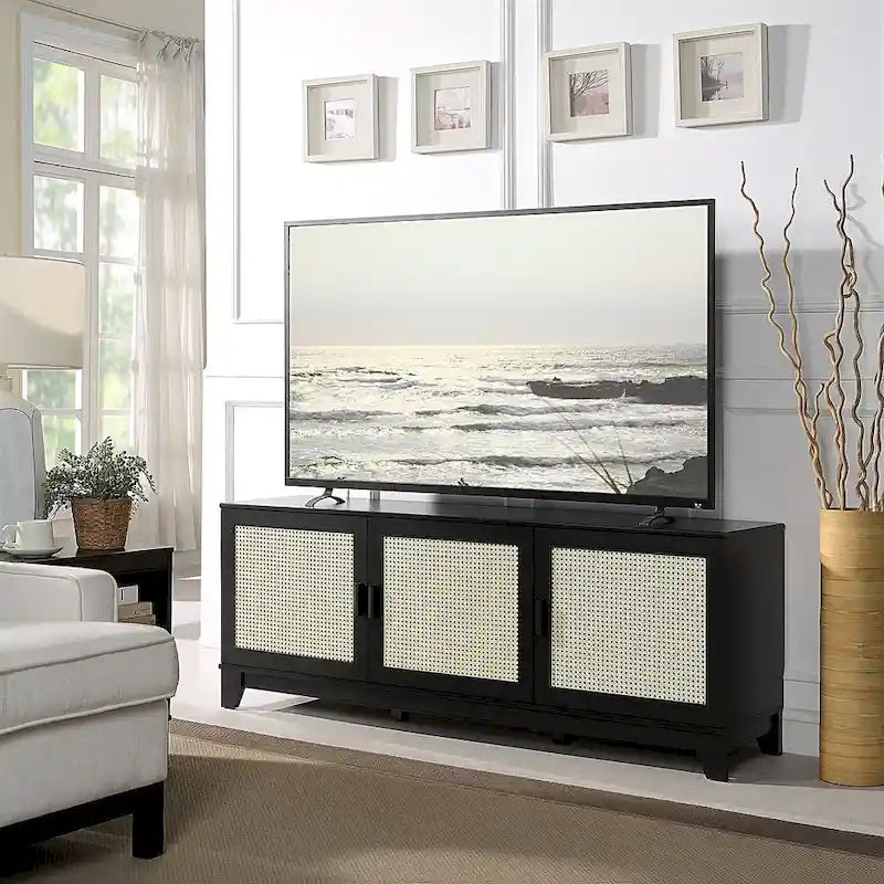 Manhattan Comfort Sheridan 62.99 In. Modern Cane Media Cabinet Console