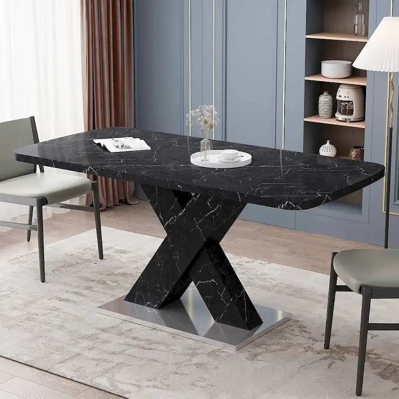 Modern 47.24-62.99 L Marble Square Dining Table