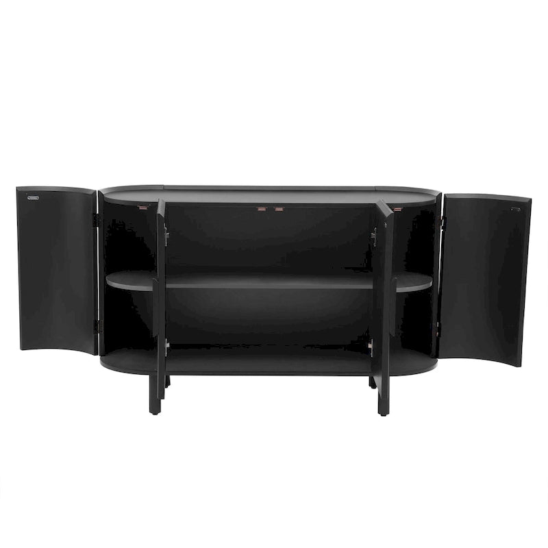 Curved Design Light Luxury Sideboard with Adjustable Shelves
