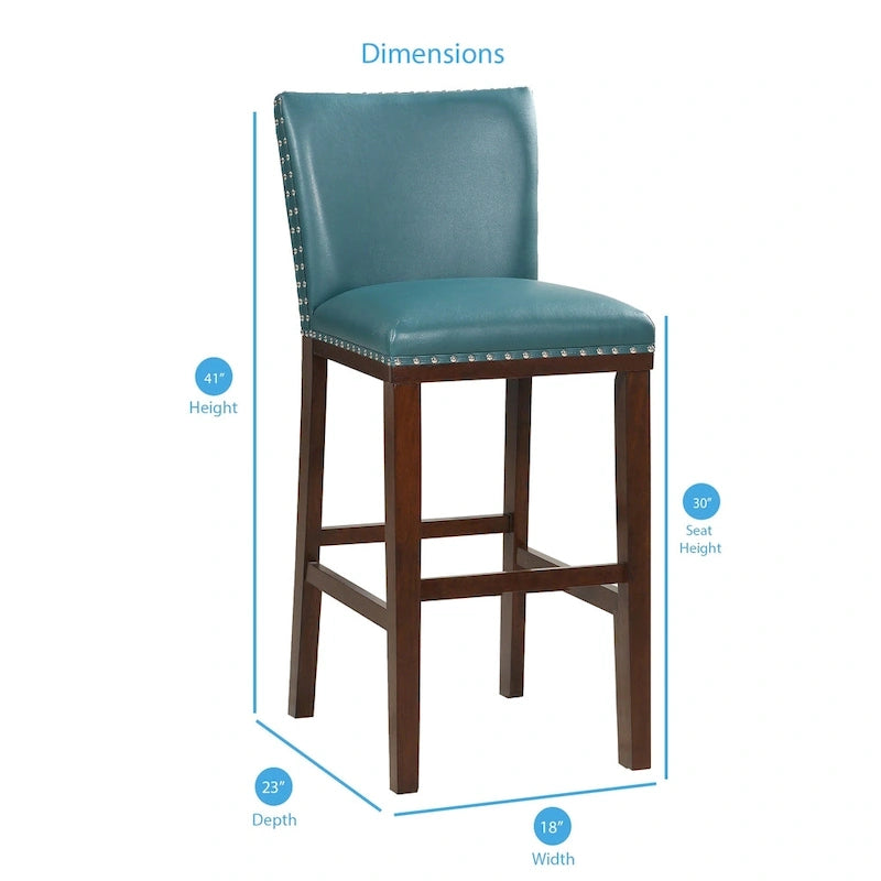 Toledo Wood and Faux Leather Bar Stools (Set of 2) by Greyson Living