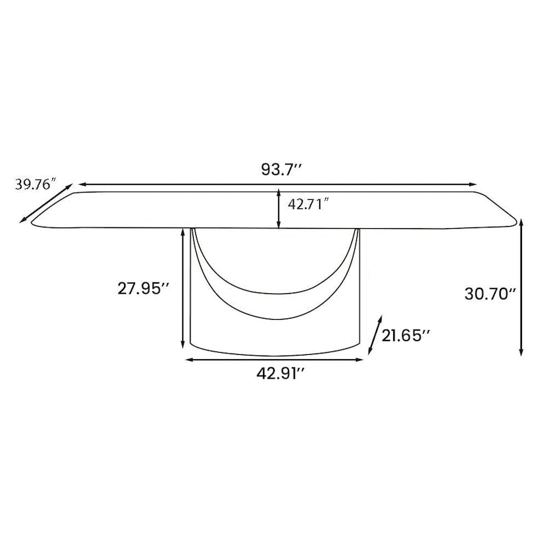 Modern Dining Table with Rectangular Sintered Stone Tabletop, Carbon Steel Leg, Minimalist Kitchen Dining Room Table