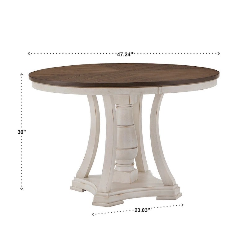 Tournus Dual-tone Solid Rubberwood Round Dining Table Set by iNSPIRE Q Classic