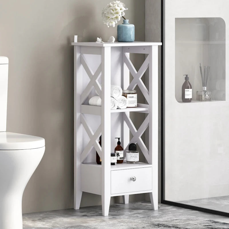 Loverin Manufactured Wood Bathroom Floor Storage Rack with Drawer by Christopher Knight Home