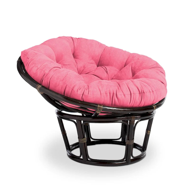 Bali 42-inch Rattan Papasan Chair with Microsuede Cushion