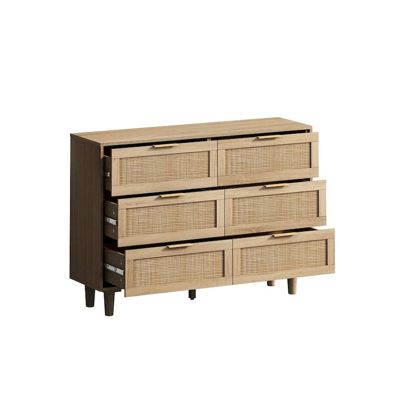 6-Drawers Rattan Storage Cabinet Rattan Drawer Dressers