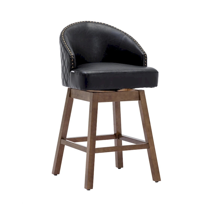 360 Degree Swivel Counter Height Bar Stools with Footrest Set of 2