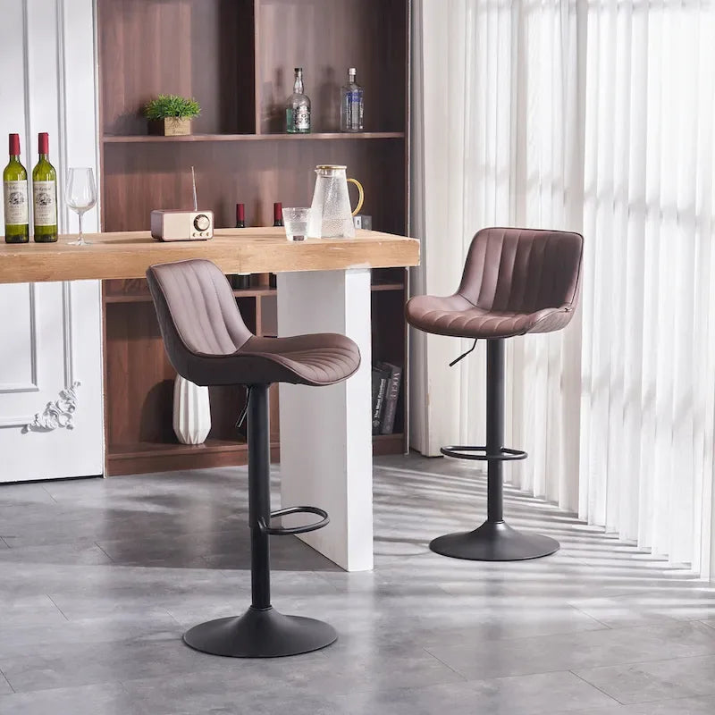 Bar Stools Set of 2 Counter Height Adjustable with Backrest Bar Chairs for Kitchen Island