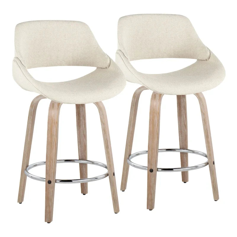 Carson Carrington Svellingen 26 Fixed-Height Counter Stool with Round Chrome Footrest (Set of 2)
