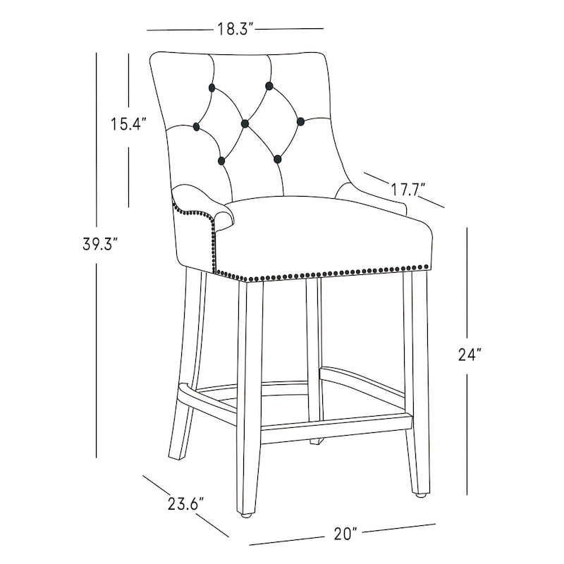 Carter 24 Upholstered Button Tufted Counter Bar Stool