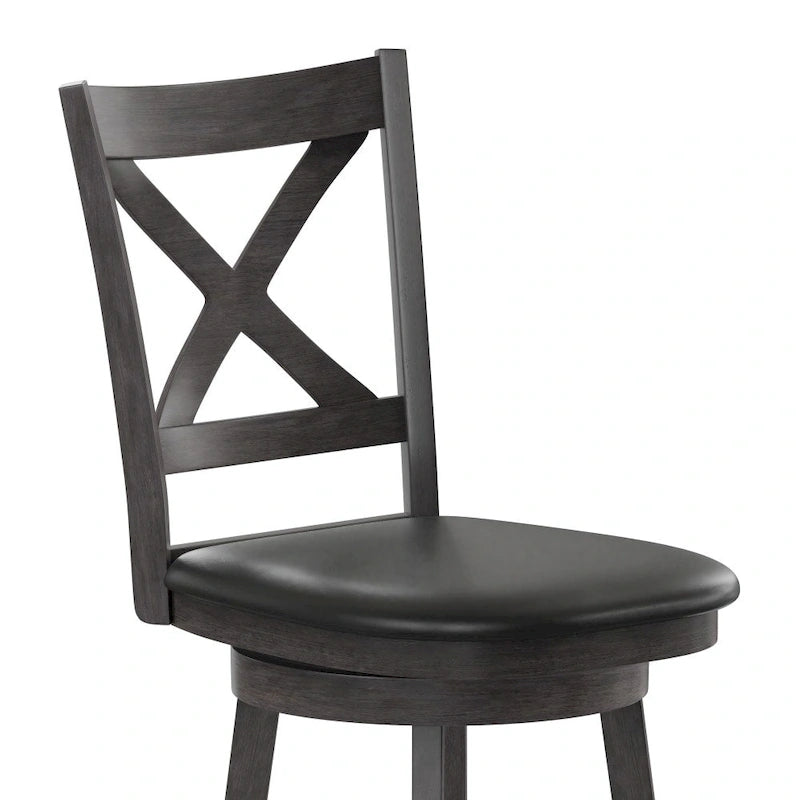 Modern Ladderback Wooden Upholstered Swivel Counter Height Stool