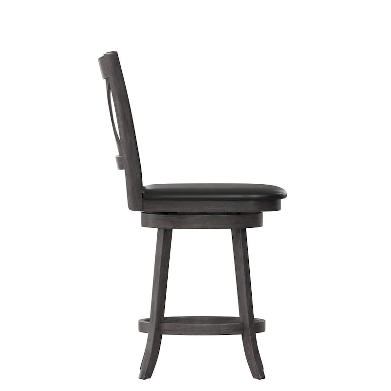 Modern Ladderback Wooden Upholstered Swivel Counter Height Stool