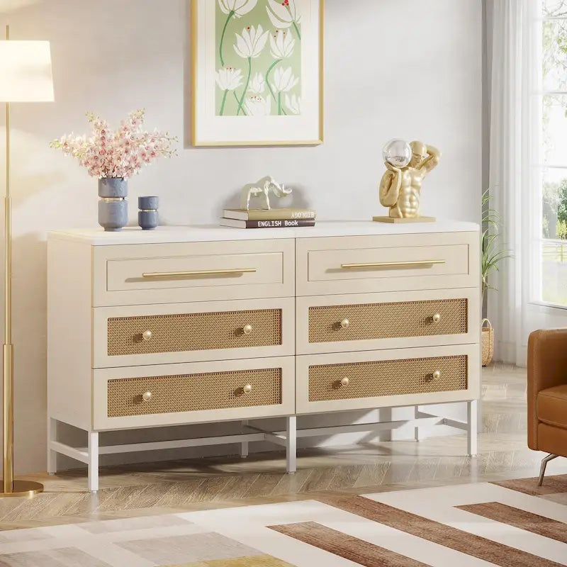 Modern Dresser 6 Drawer Dressers Chests of Drawers for Bedroom