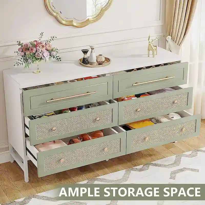 Modern Dresser 6 Drawer Dressers Chests of Drawers for Bedroom