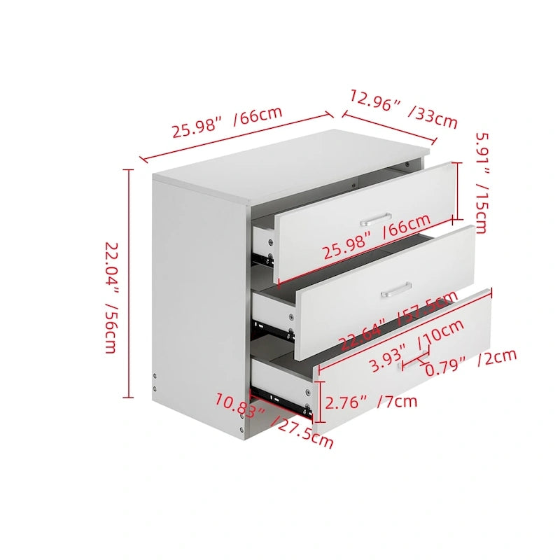 Modern Simple Dresser 3-Drawers Chest
