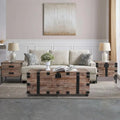Antique Reclaimed Wood Gray Trunk and Side Table, Set of 3