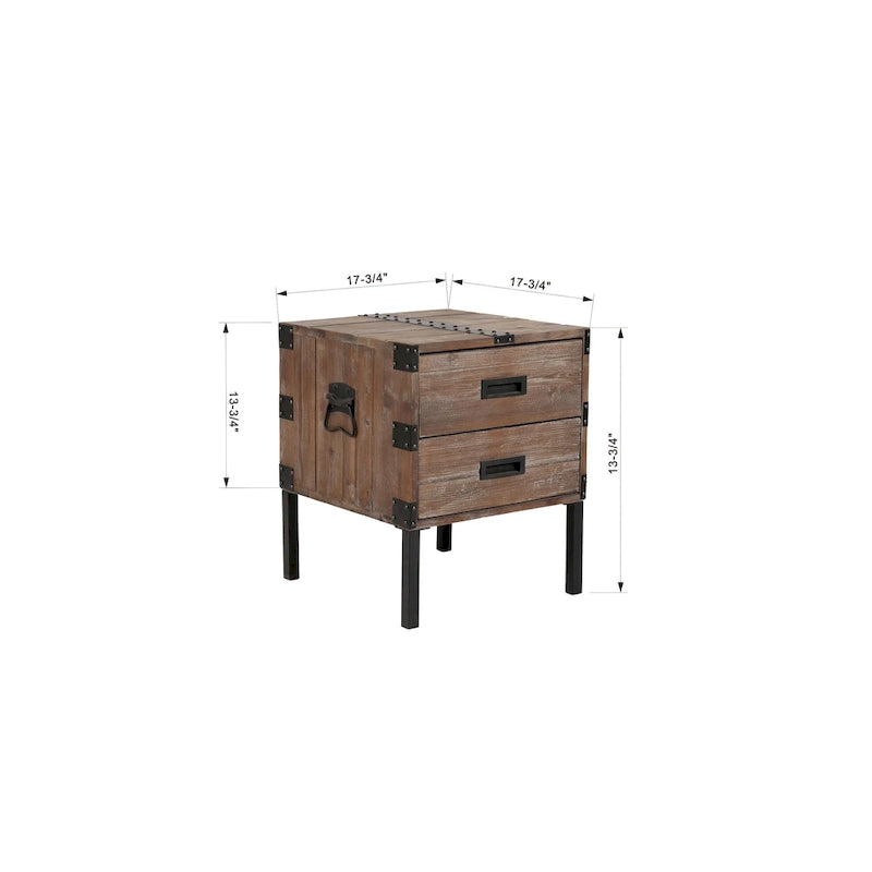 Antique Reclaimed Wood Gray Trunk and Side Table, Set of 3