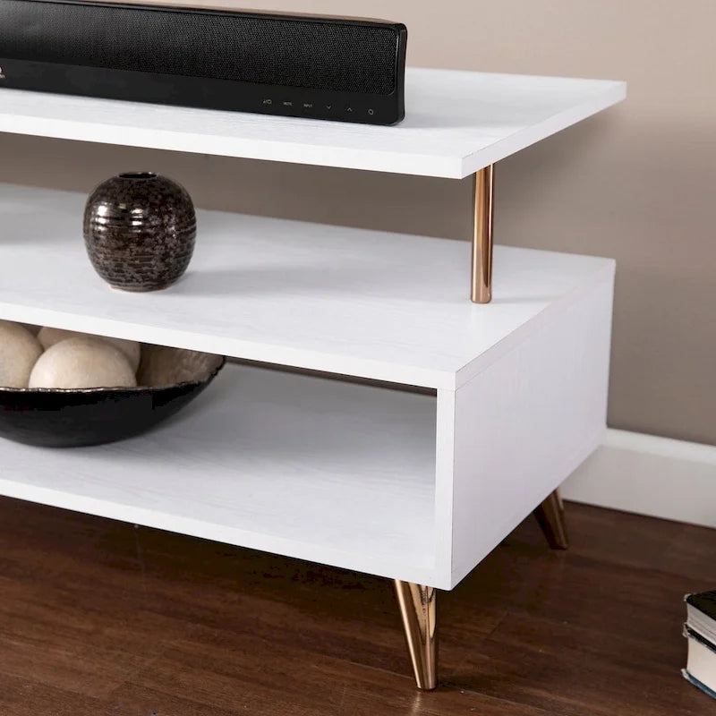 SEI Furniture White Low Profile Media TV Stand for TV's up to 41