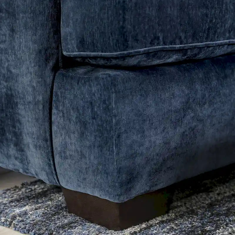 Parthage Contemporary Navy Chenille Sectional by Furniture of America