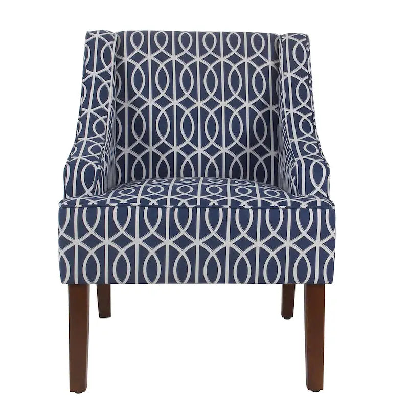 Porch & Den Cammy Blue Trellis Swoop Accent Chair