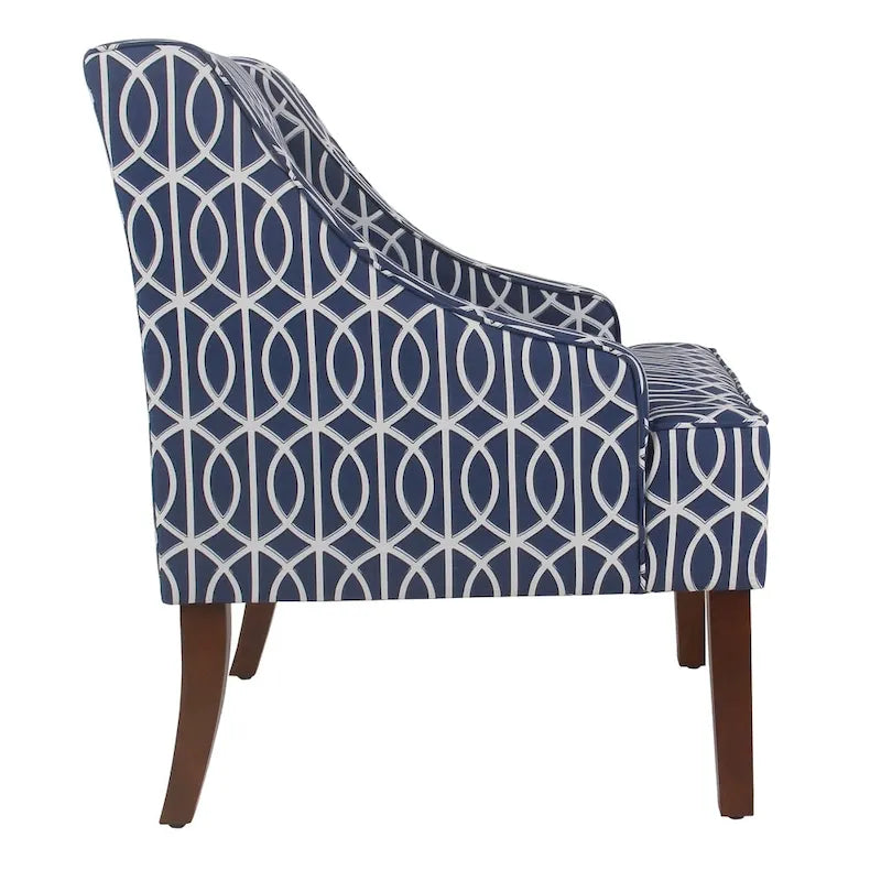 Porch & Den Cammy Blue Trellis Swoop Accent Chair