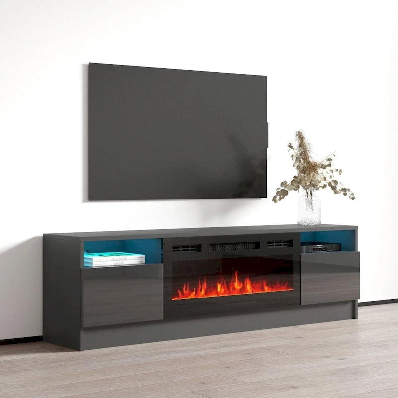 Duke 01 BL-EF Electric Fireplace 63 TV Stand