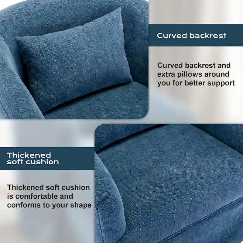 Ouyessir Upholstered Swivel Barrel Chair 360 Degree Accent Chair Fabric Armchair