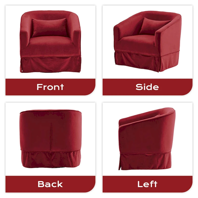 Ouyessir Upholstered Swivel Barrel Chair 360 Degree Accent Chair Fabric Armchair