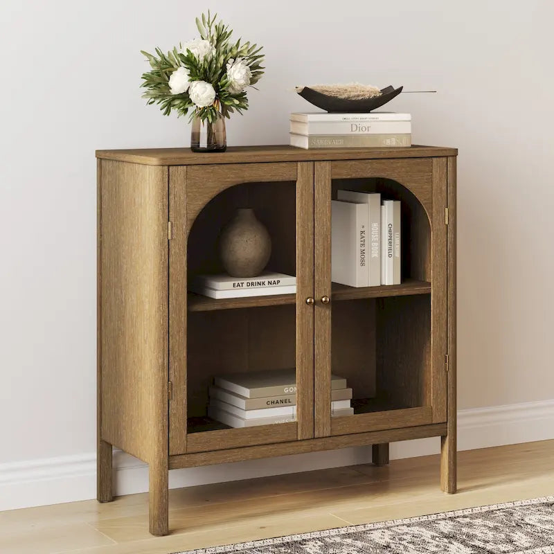 Nathan James Mason Sideboard Buffet with Glass Doors and Adjustable Shelves