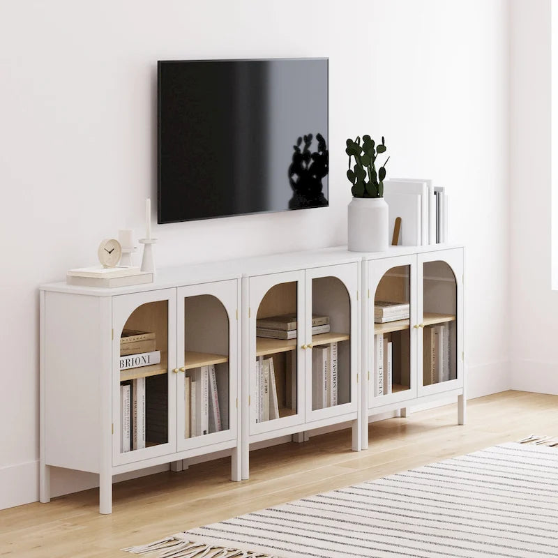 Nathan James Mason Sideboard Buffet with Glass Doors and Adjustable Shelves
