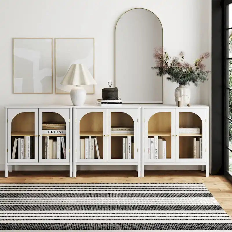 Nathan James Mason Sideboard Buffet with Glass Doors and Adjustable Shelves