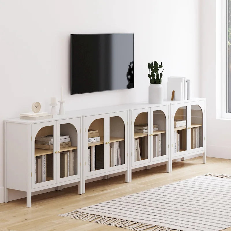 Nathan James Mason Sideboard Buffet with Glass Doors and Adjustable Shelves