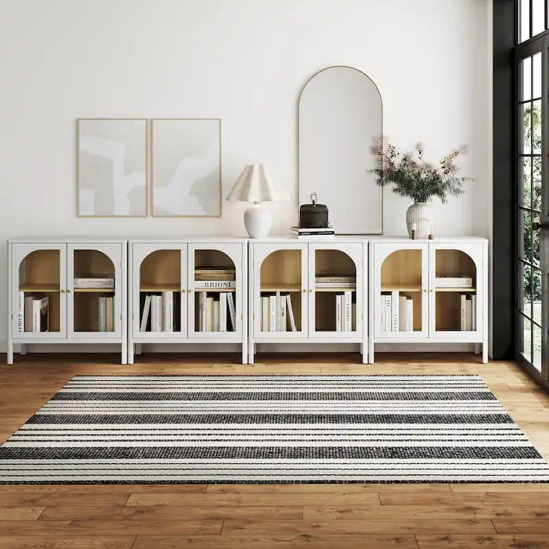 Nathan James Mason Sideboard Buffet with Glass Doors and Adjustable Shelves