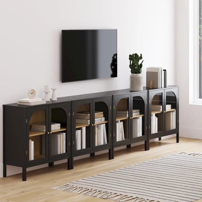 Nathan James Mason Sideboard Buffet with Glass Doors and Adjustable Shelves