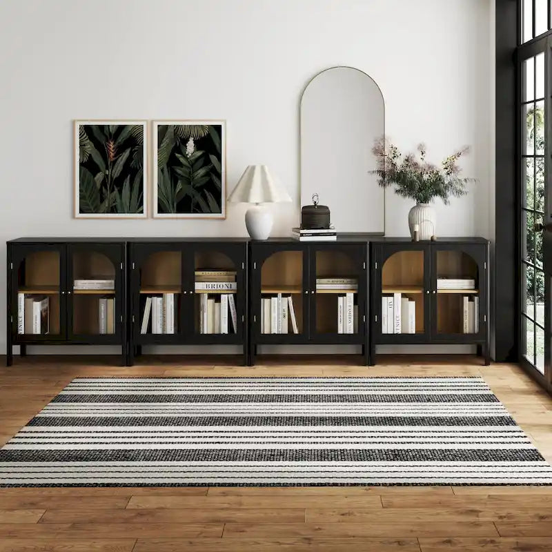 Nathan James Mason Sideboard Buffet with Glass Doors and Adjustable Shelves