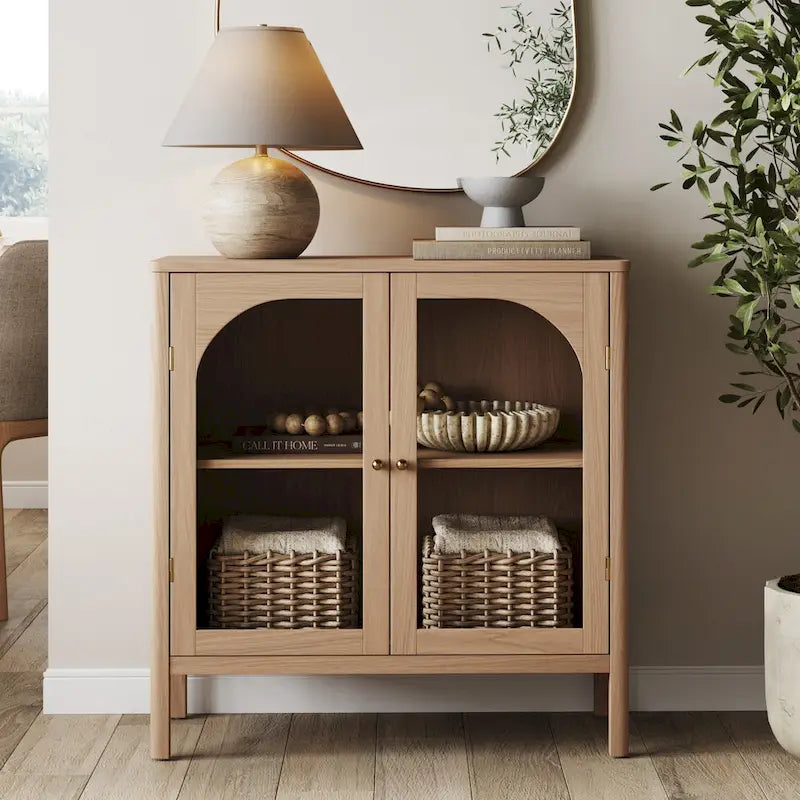 Nathan James Mason Sideboard Buffet with Glass Doors and Adjustable Shelves