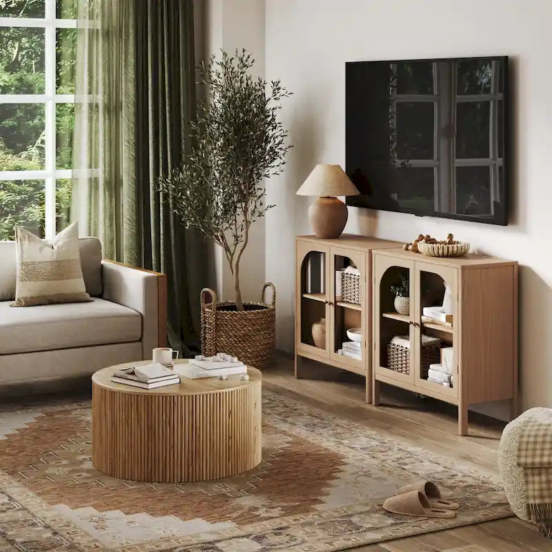 Nathan James Mason Sideboard Buffet with Glass Doors and Adjustable Shelves