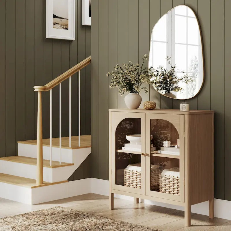 Nathan James Mason Sideboard Buffet with Glass Doors and Adjustable Shelves