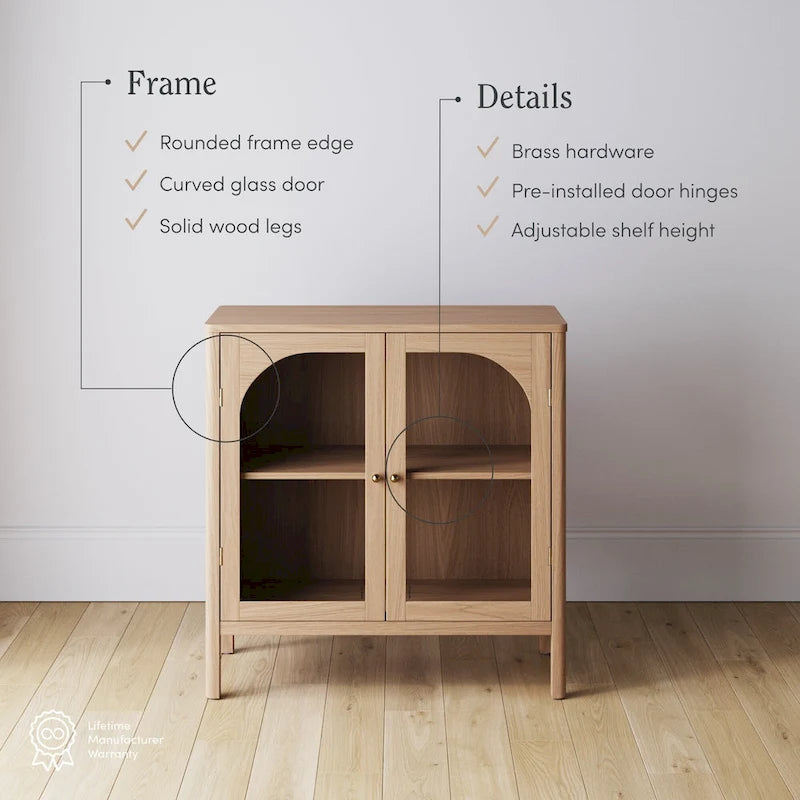 Nathan James Mason Sideboard Buffet with Glass Doors and Adjustable Shelves