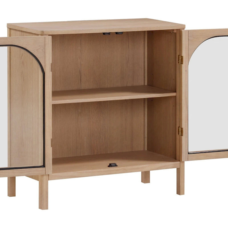 Nathan James Mason Sideboard Buffet with Glass Doors and Adjustable Shelves