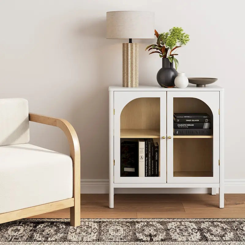 Nathan James Mason Sideboard Buffet with Glass Doors and Adjustable Shelves