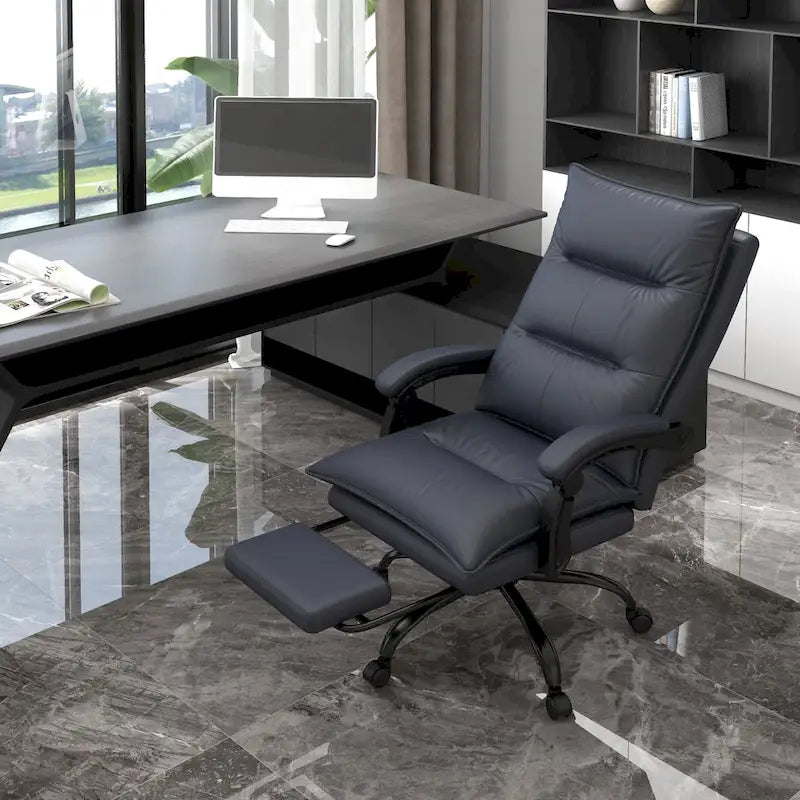 Vinsetto High Back Massage Office Chair with 6 Vibration Points, Heated Reclining Microfiber Computer Chair with Footrest