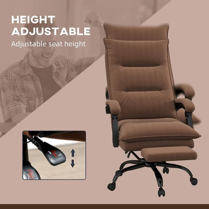 Vinsetto High Back Massage Office Chair with 6 Vibration Points, Heated Reclining Microfiber Computer Chair with Footrest