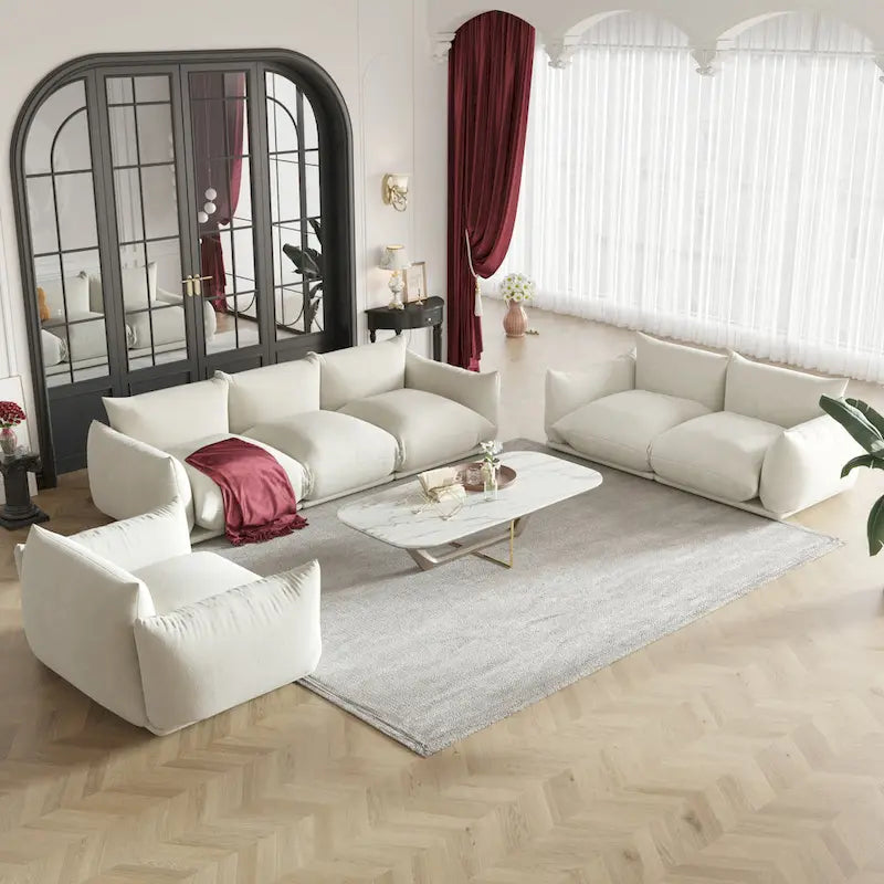 Modular Upholstered Sectional Sofas Chenille Fabric Lounge Counches