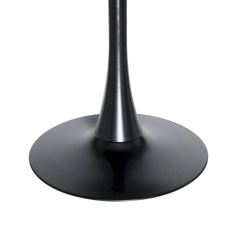 Bristol 32 Mid Century Modern Round Dining Table, MDF Wood Top & Glossy Iron Pedestal Base for Kitchen & Dining Room
