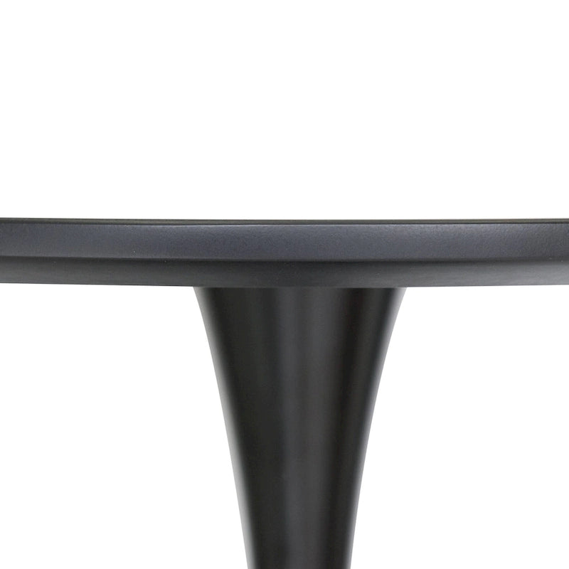 Bristol 32 Mid Century Modern Round Dining Table, MDF Wood Top & Glossy Iron Pedestal Base for Kitchen & Dining Room