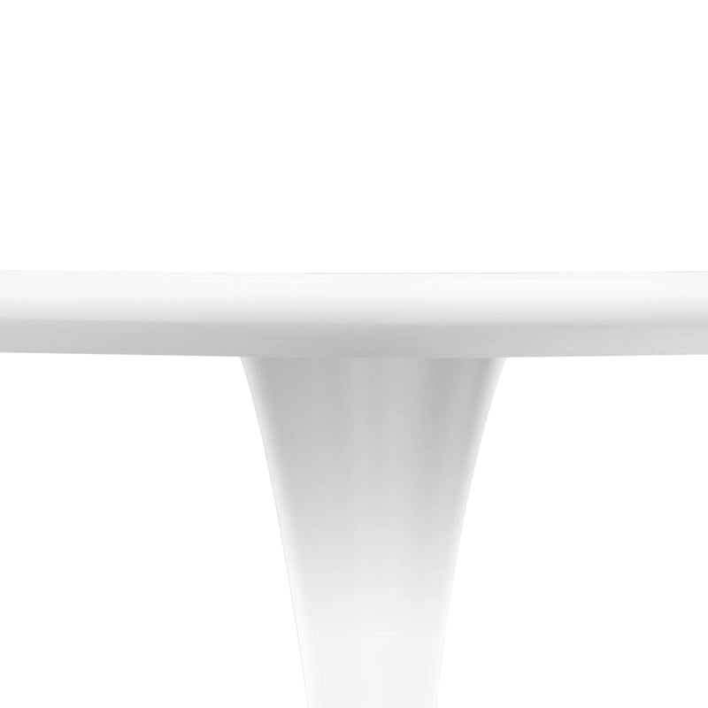 Bristol 32 Mid Century Modern Round Dining Table, MDF Wood Top & Glossy Iron Pedestal Base for Kitchen & Dining Room