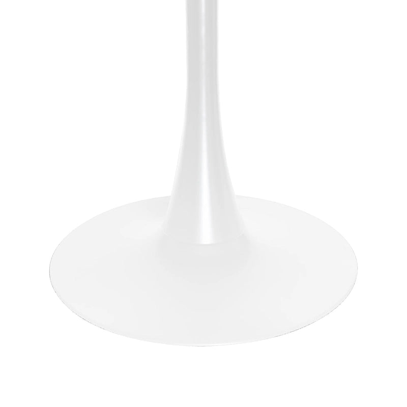 Bristol 32 Mid Century Modern Round Dining Table, MDF Wood Top & Glossy Iron Pedestal Base for Kitchen & Dining Room